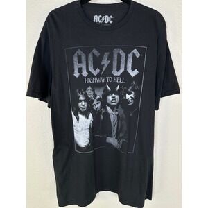 AC/DC Highway To Hell Band Tee Black Graphic Shirt Mens L Unisex